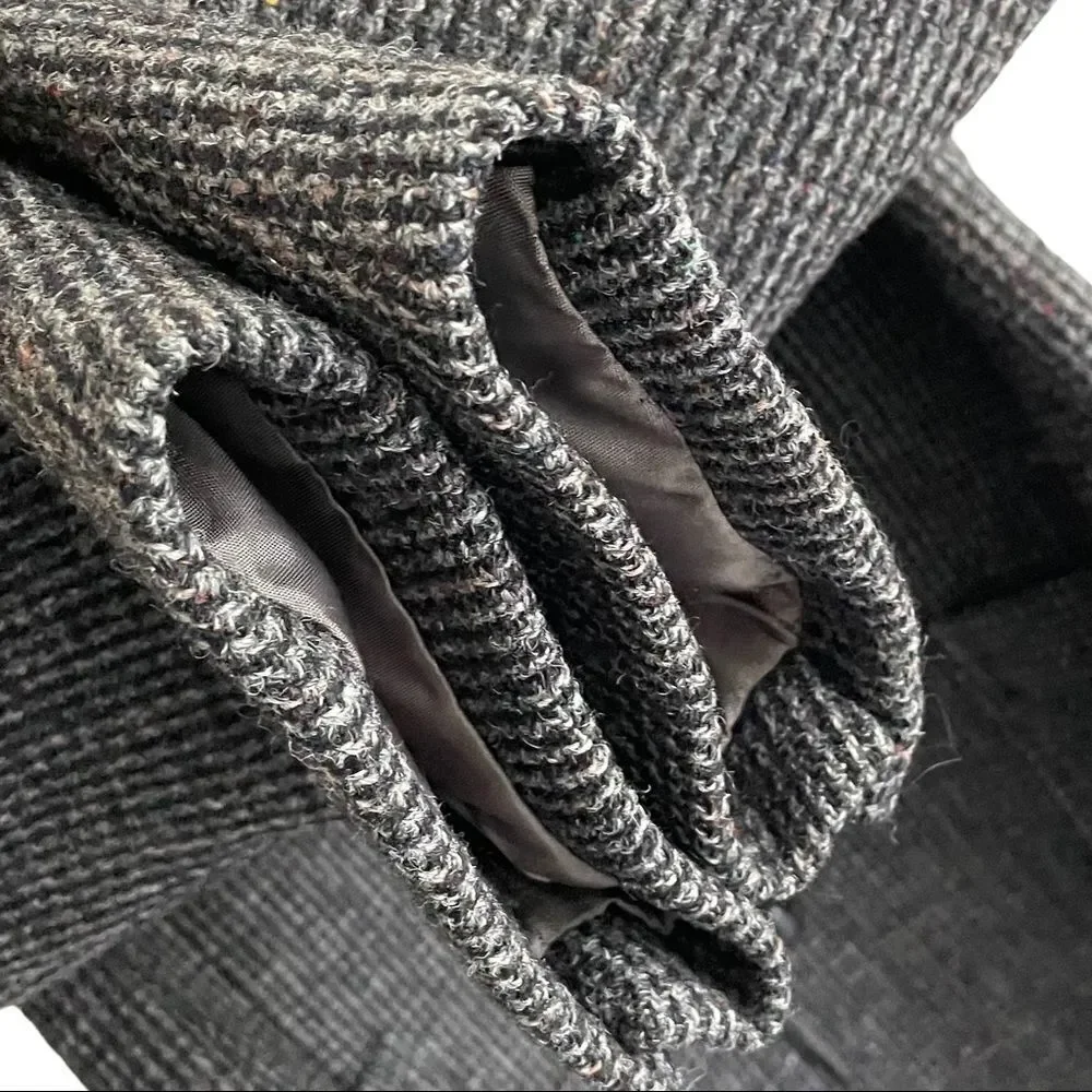 HARRIS TWEED Vintage Hand Woven Wool Sports Coat Jacket Blazer Gray Black 42R